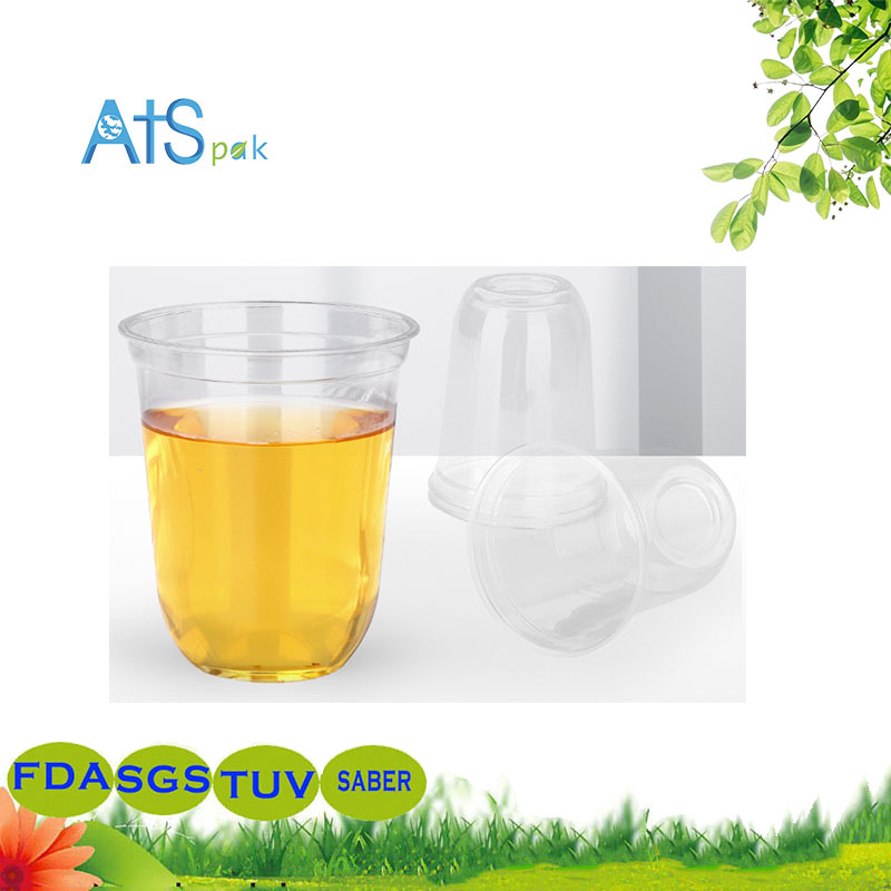 Disposable PET cup with the plastic lid