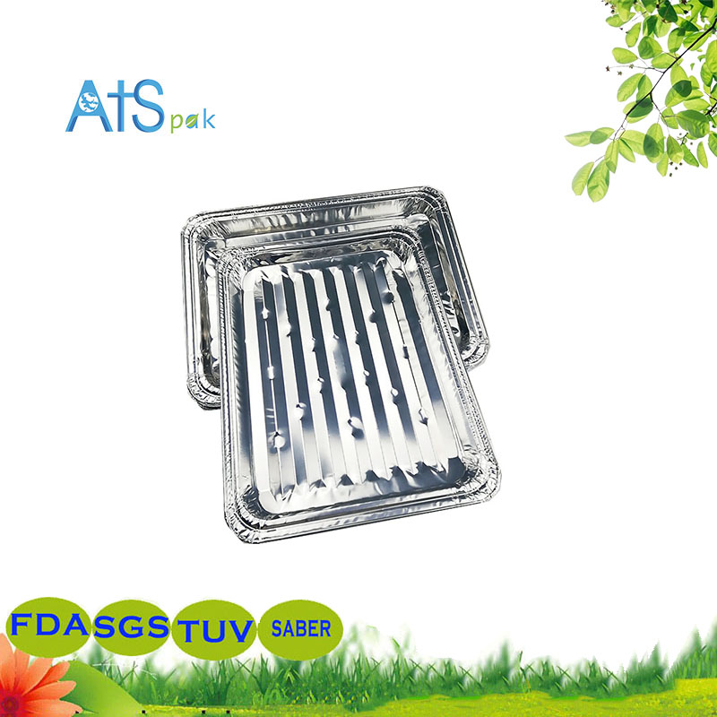 Rectangular aluminum foil barbecue pan