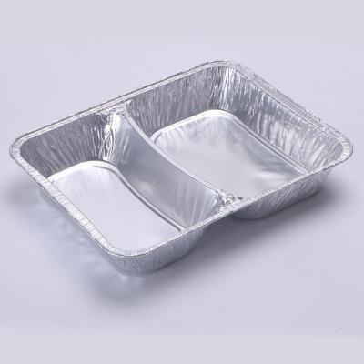  2 compartment divided aluminum foil container